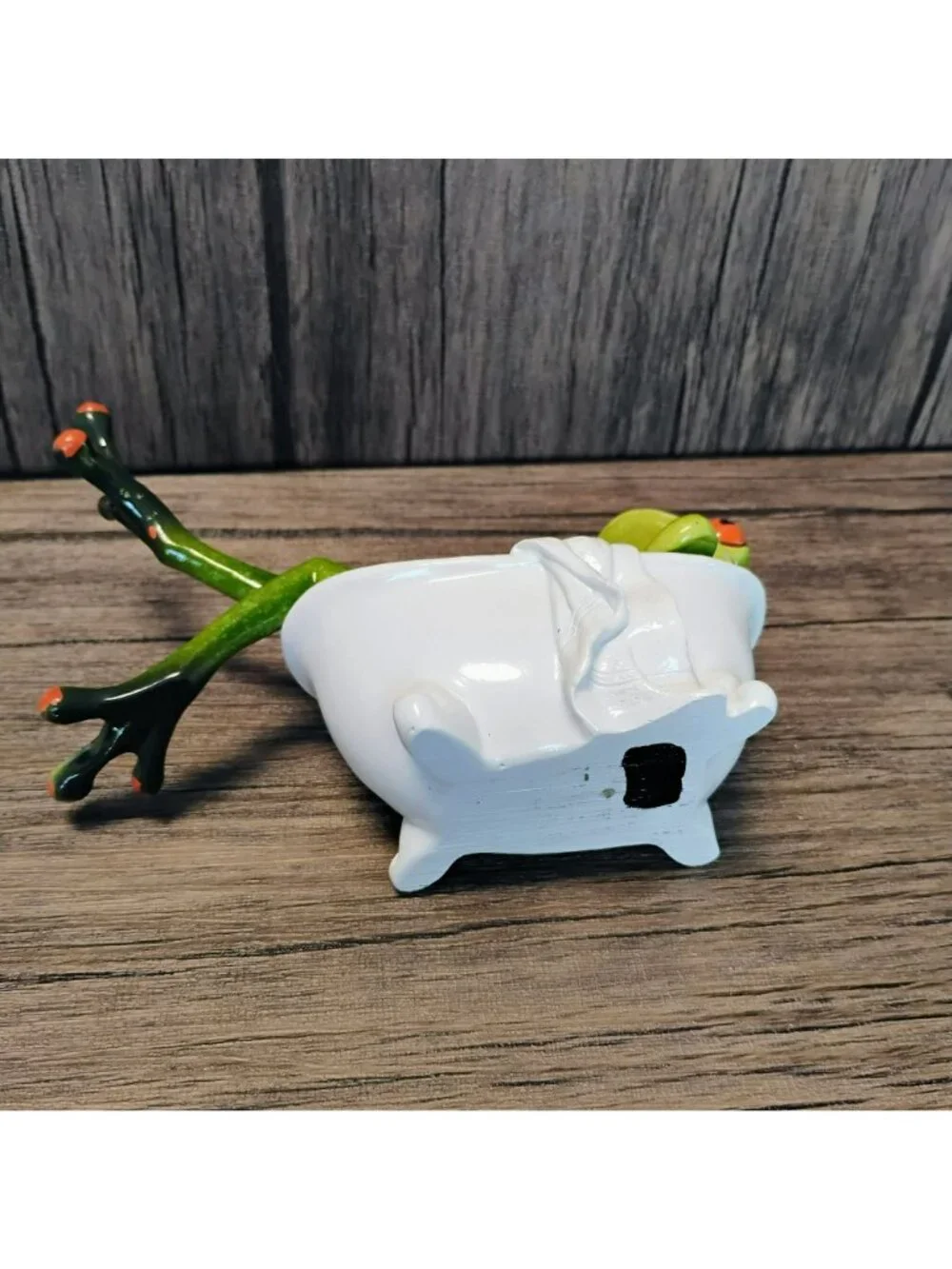 Frog Figurine Relaxing In Bathtub 6